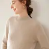 Suéter de Cachemira para Mujer Cuello Semi Alto Engrosado Color Sólido Simple de Punto Holgado Suéter Base 100% Cachemira Pura