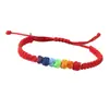 Pulsera Trenzada Arcoíris de Nudo Chino, Nuevo Estilo Transfronterizo, Nudo Plano Arcoíris de Buena Suerte para Parejas y Mejores Amigos, Pulsera Versátil al por Mayor desde el Fabricante