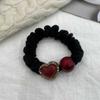 Anillo para el cabello de intestino delgado con perlas de diamantes flash nuevos estilo coreano, estilo occidental, cola de caballo, cuerda elegante para la cabeza, cuerda avanzada para el cabello con bolas, accesorios para el cabello