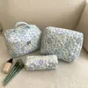 Bolsa de Cosméticos Flor de Begonia Azul Bolsa de Tocador Retro Bolsa de Almacenamiento Bolso de Gran Capacidad Bolsa de Viaje Portátil
