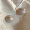 Pendientes de Tachuela de Esmalte Retro Franceses con Perlas para Mujer Pendientes de Diseño Único Temperamento Suave Pendiente Versátil Color de la Imagen