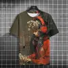 Camiseta para Hombre Japonesa Camiseta con Patrón Mecánico Manga Corta Camiseta Estampada Ropa para Hombre de Exterior Top