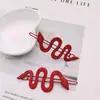 Pasador de Serpiente Espíritu Rojo Transfronterizo Europeo y Americano Clip de Pedrería Clip Lateral Tocado Pasador Infantil de Gama Alta Clip para Flequillo Femenino