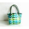 Bolsa de Cesta Pequeña Tejida Color Viento Bolsa Cuadrada Cesta Portátil para Verduras Bolso de Hombro Combinación para Picnic y Fotos Bolso de Playa
