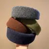 Diadema de Lana Retro Color Café para Otoño e Invierno con Ala Ancha, Pasador Femenino de Corona Alta Versátil para el Día a Día, Diadema para Lavarse la Cara, Tocado