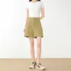 Shorts Estilo Blazer Feminino 2026 Verão Novo Cintura Alta Emagrecedor Finos Linha A Casuais Wide-Leg