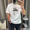 Camiseta de Manga Curta Masculina Camiseta 100% Algodão Tendência Solta Gola Redonda Camiseta Casual Marca Tendência Camiseta Masculina Padrão Logo Customização