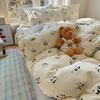 Juego de Cama de Hilo de Algodón de Doble Capa de Cuatro Piezas Cubre Edredón Engrosado Cama de Dormitorio Sábanas Juego de Tres Piezas Universal para Todas las Estaciones Nuevo Estilo 2024