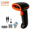 U38 Scanner de Código de Barras Sem Fio Portátil Com Fio Supermercado Logística Materiais Agrícolas Pistola de Escaneamento de Código de Barras 1D 2D