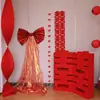 Decoración de Moño Rojo Terciopelo Extra Grande para Montaje de Boda, Pared de Fondo y Guía de Pasillo, Moño de Mariposa Roja para Boda, Moño Rojo Brillante
