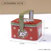Caja de dulces, edición navideña, lata portátil para galletas, snacks y té, caja de almacenamiento de postres de picnic de mano