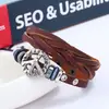Pulseras Tejidas de Cuero de Vaca Populares de Estilo Europeo y Americano Venta Caliente Fuente de Suministro para Comercio Electrónico Transfronterizo Joyería Unisex Pulseras de Cuero Genuino