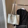 Bolsa de Lona Rayada de Gran Capacidad para Mujer 2026 Nuevo Estilo Perezoso Mochila de un Solo Hombro Bolso Tote para Viajar