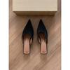 3cm Elegantes Meias-Pantufas Baotou para Usar por Fora Sapatos Femininos 2025 Novas Sandálias de Salto Agulha com Bico Fino de Verão
