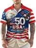 Camisa con Estampado de Fuegos Artificiales Bandera Americana Estilo Nuevo Transfronterizo Guitarra para Hombre Casual Estilo Hawaiano Manga Corta Cuello Solapa