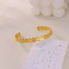 Pulsera Geométrica Redonda Retro Europea y Americana de Acero Inoxidable con Baño de Oro de 18K, Abierta y Ajustable, Forma de C, para Mujer