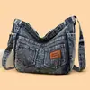 Bolsa de mezclilla transfronteriza para mujer, nuevo modelo 2026, bolso de hombro casual de gran capacidad, adecuado para estudiantes que van a clase, bolso cruzado