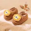 Chinelos de algodão Little Deer Mili, peludos e fofos com design de urso de desenho animado, chinelos peludos sem cadarço antiderrapantes para uso interno para mulheres