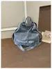 Bolso Cruzado de Lona con Letras de Mezclilla Estilo Japonés para Hombre, Gran Capacidad, Moderno, Artístico, para Estudiante, Bolso de Mano, Bolso de Hombro