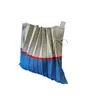 Bolso de Hombro Plegado Coreano con Bloques de Color, Bolso Tote Grande de Viaje, Bolso de Cuerda Tejido de Color Contrastante, Bolso de Mano a la Moda