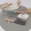 Pente feminino cacheado de duas fileiras, dentes grandes, pente largo, massagem macia, cabelo longo, antiestático, estilo especial