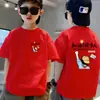 Camiseta Masculina Manga Curta Verão 2026 Novo Estilo Roupas de Verão 100% Algodão Infantil ins Meninos Estudantes Top Manga Meia Manga Versátil