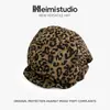 Boina de Leopardo Estilo Nuevo Retro Hot Girl Millennial Estadounidense de 26 Años para Mujer, Gorra de Boina Vintage Plegada para Mujer de Primavera y Verano