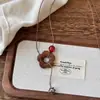 Novo Colar Pingente de Flor de Bolota Estilo Chinês com Contas para Mulheres, Corrente Longa para Suéter Estilo Étnico Retrô, Acessórios Versáteis para o Dia a Dia