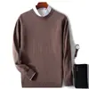 Nuevo Suéter de Cachemira para Hombre Otoño e Invierno 2023, Suéter de Lana de Punto Grueso con Cuello Redondo, Camisa Base Casual de Negocios para Jóvenes