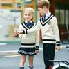 Cárdigans de Otoño e Invierno para Niños, Uniformes Escolares Primarios y Secundarios, Ropa para Fotos de Jardín de Infancia, Ropa de Jardín de Infancia Estilo Preppy, Conjuntos de Camisa y Suéter