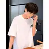 Camiseta Estampada de Algodão Puro de Manga Curta para Homens, Tamanho Solto e Grande, Novo Estilo de Verão, Estampa de Letras, Tamanho Plus, Camiseta Masculina Tendência