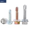 Tornillo autorroscante de cabeza hexagonal exterior de acero inoxidable 304, cola de milano, color zinc, autoperforante, color acero, M4,2 M6,3