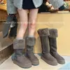 Botas de nieve populares de suela gruesa para mujer, nuevo estilo de invierno 2026, botas largas versátiles, forradas de felpa y engrosadas para mayor calidez, botas altas de algodón