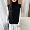 Chaleco de punto de lana pura para mujer, sin mangas, reversible, nuevo estilo otoño e invierno, cuello semi-alto, cárdigan de punto trenzado
