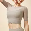 Ropa de yoga fina para mujer con sensación de desnudez, secado rápido, transpirable, de manga corta, manga larga, ropa deportiva, top de fitness, en stock, venta directa de fábrica