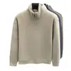Sudadera de Forro Polar Grueso de Doble Cara para Hombre 2025 Nuevo Estilo Otoño e Invierno Cálida con Media Cremallera y Cuello Alto Ropa Interior Forrada de Polar Ropa para Hombre