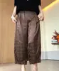 Calça larga estilo chinês retrô, padrão losango, jacquard escuro, viscose, cintura elástica, bolso lateral, tendência outono novo estilo chinês