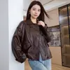 Chaqueta de Cuero para Motocicleta Estilo Nuevo Primavera y Otoño 2026 Abrigo Corto Versátil Casual Chaqueta Corta de Piel de Oveja para Mujer