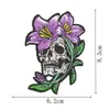 Estilo Oscuro Bordado de Calavera con Rosa Marco de Hueso Flor de Mano Parche de Tela Chaqueta de Mezclilla Parche Decorativo Termoadhesivo