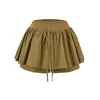 Falda de línea A con cintura elástica y cordón, anti-exposición, de moda, nueva falda abullonada de verano para estilizar, falda plisada, falda-pantalón corta