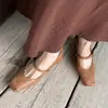 Sapatos Mary Jane Macios, Resistentes a Odores, Vazados, Respiráveis, de Couro Bovino, Coleção Primavera 2026, Salto Médio Bloco, Bico Quadrado, Couro Genuíno, Fivela com Tira Única, Sapatos Femininos