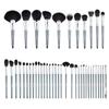Set de Pinceles de Maquillaje Cangzhou de 44 Piezas, Pincel para Sombras de Ojos de Cerdas Suaves, Pincel para Polvo Suelto, Pincel para Corrector, Set Completo de Pinceles, Herramientas de Belleza, Plateado