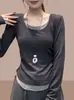 Algodón puro, diseño de dos piezas simulado, camiseta interior de manga larga para mujer, nueva colección otoño 2026, ajustada y estilizada, estilo pullover, negro