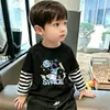 Camiseta de manga larga para niños, top falso de dos piezas para niños, camiseta básica de otoño, estilo primavera y otoño, ropa interior de algodón puro para niños mayores