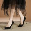 9333-1 Zapatos de Tacón Alto para Mujer Puntera Metálica Gamuza Tacón de Aguja Zapatos para Ir al Trabajo Zapatos Profesionales Estilo Diario Blanco Francés Gama Alta