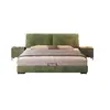 Cama moderna minimalista oreja de elefante, cama de tela chenilla, cama doble con gran almacenamiento, dormitorio principal minimalista italiano