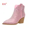 Botas para Mujer Talla Grande Juyuan 2026 Otoño/Invierno con Tachuelas de Diamante Botas de Cuero WISH Amazon Botines Chelsea para Mujer