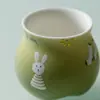 Ino Kiyosong Conejo Verde Lindo Brote Kung Fu Juego de Té Taza de Té Pequeña Taza de Degustación de Cerámica Creativa Taza para Beber Taza de Aroma