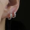 Pendientes de Plata de Ley S925 para Mujer, Clavos Florales con Diamantes Brillantes, Estilo Minimalista Ins, Forma Redonda Geométrica Compacta y Súper Brillante
