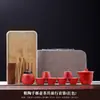 Conjunto de Chá de Viagem Simples de Cerâmica Preta para Exterior Cerâmico Portátil para Preparo de Chá Caixa de Presente Xícara de Chá Rápida Kung Fu com Impressão de Logo